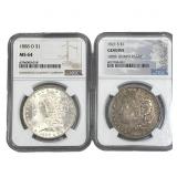 [2 Coins] 1888-1921 Morgan Silver Dollar NGC MS64