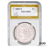 1884-O Morgan Silver Dollar PGA MS65
