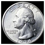1934 Silver Washington Quarter GEM BU