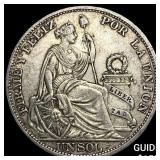 1894 Peru Silver 1 Sol HIGH GRADE