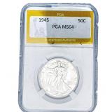 1945 Walking Liberty Half Dollar PGA MS64