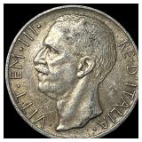 1927 Italy Silver 10 Lire CLOSELY UNCIRCULATED