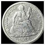 1863-S Silver Seated Liberty Dime LIGHTLY CIRCULAT