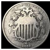 1869 Shield Nickel ABOUT UNCIRCULATED