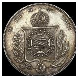 1859 Brazil Silver 1000 Reis CLOSELY UNCIRCULATED