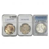 [3 Coins] 1922-1924 Silver Peace Dollar PCGS MS63