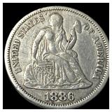 1886 Seated Liberty Dime NEARLY UNCIRCULATED