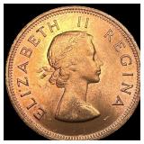 1960 South Africa Copper Penny RD GEM BU