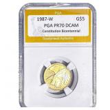 1987-W .2419oz Gold $5 Constitution PGA PR70 DCAM