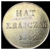 1849 Hungary Silver 6 Kreuzer CLOSELY UNCIRCULATED