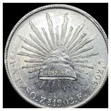 1902-Mo Zs Mexico Silver Peso CHOICE BU