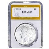 1928 Silver Peace Dollar PGA MS62