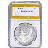 1901-S Morgan Silver Dollar PGA MS64 PL
