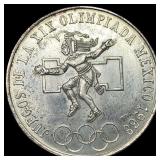 1968 Mexio Silver 25 Pesos CHOICE BU