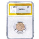 1858 Indian Head Cent PGA MS64