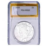 1928 Silver Peace Dollar PGA MS62