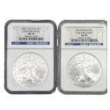 [2 Coins] 2007-2010 Silver Eagle NGC MS70
