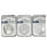 [3 Coins] 1992-2007 Silver Eagle PCI MS70