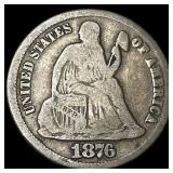 1876-CC Silver Seated Liberty Dime LIGHTLY CIRCULA