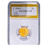 1954-S Wheat Cent PGA MS67+ RD