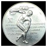1970 Panama Silver 5 Balboas UNCIRCULATED
