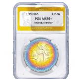 1985Mo Mexico Silver Onza PGA MS66+ Monster