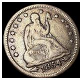 1854 Arrows Seated Liberty Quarter LIGHTLY  CIRCU