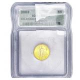 2003 $5 Gold Eagle 1/10oz ICG MS70