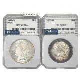 [2 Coins] 1883-O Morgan Silver Dollar PCI MS65-66