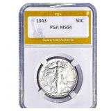 1943 Walking Liberty Half Dollar PGA MS64