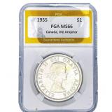 1955 Canada Silver Dollar PGA MS66 Die Arnprior