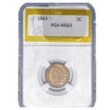 1863 Indian Head Cent PGA MS63