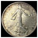 1919 France Silver 1 Franc NEARLY UNCIRCULATED