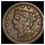1853 Braided Hair Half Cent LIGHTLY CIRCULATED