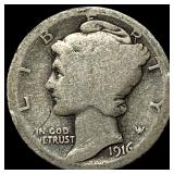 1916 Silver Mercury Dime NICELY CIRCULATED