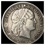1887 Haiti Silver 20 Centimes CLOSELY UNCIRCULATED