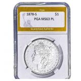 1878-S Morgan Silver Dollar PGA MS63 PL