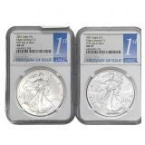 [2 Coins] 2021 Silver Eagle NGC MS70