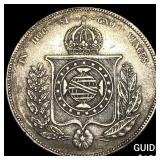 1857 Brazil Silver 1000 Reis CLOSELY UNCIRCULATED