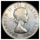 1957 Canada Silver 50 Cents NEARLY UNCIRCULATED