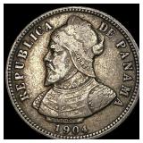 1904 Panama Silver 10 Centesimos NEARLY UNCIRCULAT
