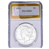 1921 Silver Peace Dollar PGA MS64