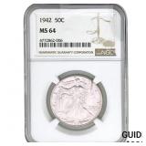 1942 Walking Liberty Half Dollar NGC MS64