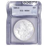 1885-O Morgan Silver Dollar ICG MS64
