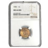 1901 Indian Head Cent NGC MS64 RD