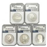 [5 Coins] 1990-2005 Various Proof $1 Coins PCI PR7