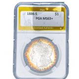 1886-S Morgan Silver Dollar PGA MS63+