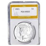 1921 Silver Peace Dollar PGA MS63