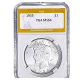 1935 Silver Peace Dollar PGA MS64