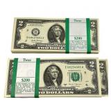 2017 Green Seal Note $2 in 2 Bundles